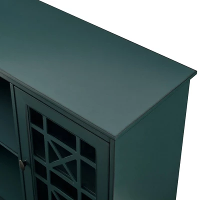 Bayland Transitional Double Fretwork Door Sideboard Antique Dark Teal - Saracina Home 5 Bayland Transitional Double Fretwork Door Sideboard Antique Dark Teal - Saracina Home - Image 5