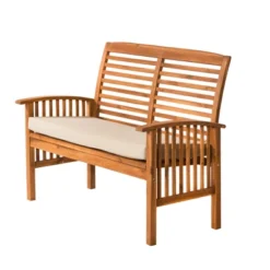 Ravenscroft Modern Boho Acacia Wood Slatted Outdoor Loveseat With Cushion - Saracina Home -Saracina Home Sales Store GUEST 0351f6f8 42ea 446b 819c e7d0b3a28178