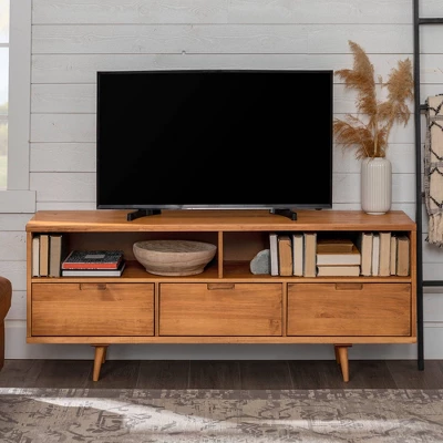 Cara Mid-Century Modern 3 Drawer TV Stand For TVs Up To 65" - Saracina Home 12 Cara Mid-Century Modern 3 Drawer TV Stand For TVs Up To 65" - Saracina Home - Image 12