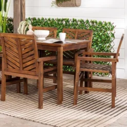 7pc Slatted Chevron Acacia Patio Dining Set - Saracina Home -Saracina Home Sales Store GUEST 0739b11c 311d 443b 9be9 5f58fdbea9ef