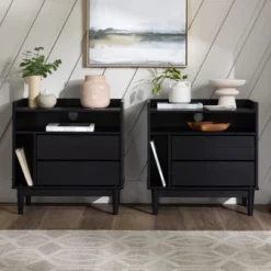 2pk Mid-Century Modern Solid Wood 2 Drawer Storage Nightstands - Saracina Home -Saracina Home Sales Store GUEST 081e1c93 fb83 4111 87a0 db5e67515069