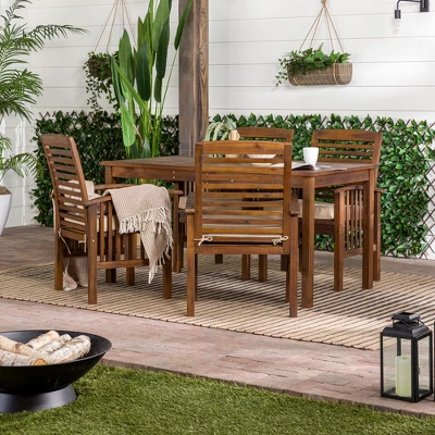 Ravenscroft 5pc Acacia Wood Patio Dining Set - Saracina Home 1 Ravenscroft 5pc Acacia Wood Patio Dining Set - Saracina Home