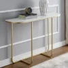 Megan Modern Glam Curved Console Table Faux White Marble/Gold - Saracina Home