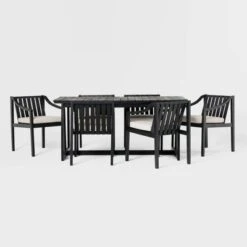 7pc Modern Slatted Wood Outdoor Dining Set - Saracina Home -Saracina Home Sales Store GUEST 117dd8e5 e41e 4deb 8859 7e6c9ff717ab