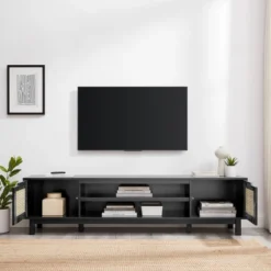 Modern Boho Storage TV Stand For TVs Up To 80" With Rattan Doors - Saracina Home -Saracina Home Sales Store GUEST 12221a0d 7b20 4e5c 80e3 fe64e592ec0c