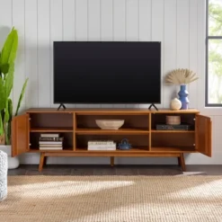 Solid Wood Mid-Century Modern TV Stand For TVs Up To 80" - Saracina Home -Saracina Home Sales Store GUEST 13d172c2 7522 436c b47e 043357d4492b