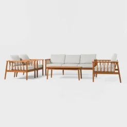 5pc Modern Boho Outdoor Eucalyptus Spindle Chat Set - Saracina Home -Saracina Home Sales Store GUEST 152710cd 7e6f 4241 a01d 9f0fad08c2ba