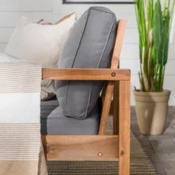 Galia Square Leg Acacia Wood Patio Loveseat With Cushions - Brown - Saracina Home -Saracina Home Sales Store GUEST 161c7d60 d77b 475e ad59 ec3fc3ea9716