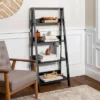 55" Thatcher Transitional Wood 4 Shelf Ladder Bookshelf - Saracina Home