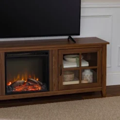 Tasi Transitional Farmhouse Glass Window Pane Door With Electric Fireplace TV Stand For TVs Up To 80" - Saracina Home -Saracina Home Sales Store GUEST 1b7e41d8 8ce5 4d62 aab3 807810439b3d