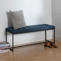 48" Upholstered Bench With Metal Base - Saracina Home