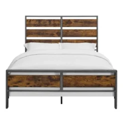 Queen Urban Chic Metal And Wood Plank Bed Brown - Saracina Home -Saracina Home Sales Store GUEST 1edbf943 9085 4030 9489 6c7babf0e6c6
