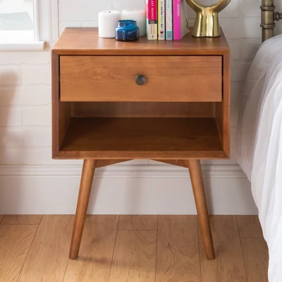 Greenberg 1 Drawer Mid-Century Modern Solid Wood Nightstand - Saracina Home 1 Greenberg 1 Drawer Mid-Century Modern Solid Wood Nightstand - Saracina Home