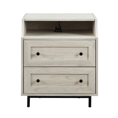 Transitional 2 Drawer Nightstand With USB Port - Saracina Home 3 Transitional 2 Drawer Nightstand With USB Port - Saracina Home - Image 3