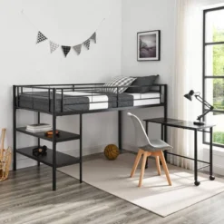 Twin Analise Metal Low Loft Bed With Desk And Storage Black - Saracina Home -Saracina Home Sales Store GUEST 26e7a46a 7aaa 4be6 adee 58e16a185626