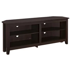 Transitional 4 Cubby Wood Open Storage Corner TV Stand For TVs Up To 65" - Saracina Home -Saracina Home Sales Store GUEST 276ce2aa 26a7 4261 89df d38632d1ab85