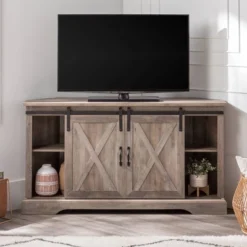 Robinson Rustic Transitional Sliding Barn Door Corner TV Stand For TVs Up To 58" - Saracina Home 18 Robinson Rustic Transitional Sliding Barn Door Corner TV Stand For TVs Up To 58" - Saracina Home -Saracina Home Sales Store GUEST 2a8674a7 afa5 495d a06e d2ee6c0c2370