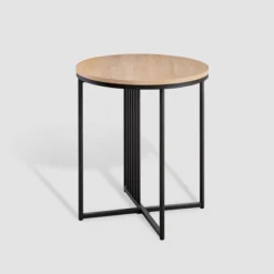 Modern Metal Bar Round Side Table Coastal Oak/Black Saracina Home 12 Modern Metal Bar Round Side Table Coastal Oak/Black Saracina Home -Saracina Home Sales Store GUEST 2b366258 6f55 410c 84dd eb9a11f4bf2e