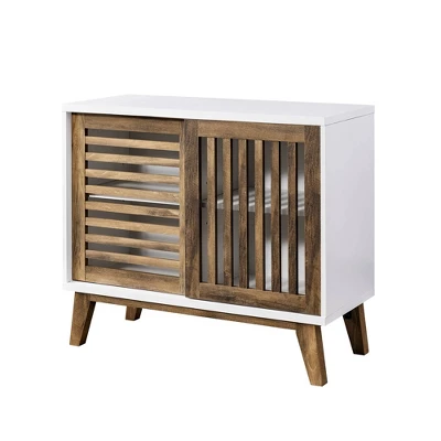 Visconti Mid-Century Modern Sliding Slat Door TV Stand For TVs Up To 40" - Saracina Home 6 Visconti Mid-Century Modern Sliding Slat Door TV Stand For TVs Up To 40" - Saracina Home - Image 6