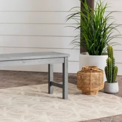 Ravenscroft Modern Boho Acacia Wood Slat Top Outdoor Dining Bench - Gray Wash - Saracina Home -Saracina Home Sales Store GUEST 2dd133d4 c68e 4083 9552 2ac421e62e53