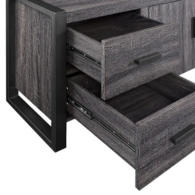 Modern Urban Industrial TV Stand For TVs Up To 80" Charcoal - Saracina Home 3 Modern Urban Industrial TV Stand For TVs Up To 80" Charcoal - Saracina Home - Image 3