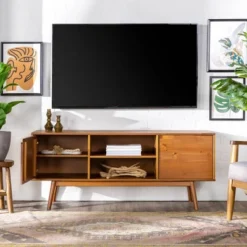 Solid Wood Mid-Century Modern TV Stand For TVs Up To 65" - Saracina Home -Saracina Home Sales Store GUEST 334bf308 b086 4c05 9568 1ae4a156a658