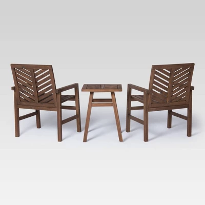 3pc Slatted Chevron Acacia Wood Patio Chat Set - Saracina Home 3 3pc Slatted Chevron Acacia Wood Patio Chat Set - Saracina Home - Image 3