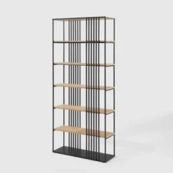 79" Modern 6 Shelf With Metal Bar Bookcase Coastal Oak/Black - Saracina Home 10 79" Modern 6 Shelf With Metal Bar Bookcase Coastal Oak/Black - Saracina Home -Saracina Home Sales Store GUEST 357dd387 1fbd 46e5 a3f1 33f20fcef85e