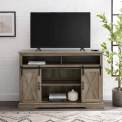 Transitional Sliding Barndoor Highboy TV Stand For TVs Up To 58" - Saracina Home 21 Transitional Sliding Barndoor Highboy TV Stand For TVs Up To 58" - Saracina Home -Saracina Home Sales Store GUEST 36bb9b85 ffb1 46e0 b0d8 822e73b5b63d