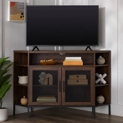 Corner TV Stand For TVs Up To 55" With Metal Mesh Doors - Saracina Home 12 Corner TV Stand For TVs Up To 55" With Metal Mesh Doors - Saracina Home - Image 12