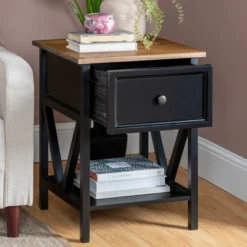 Set Of 2 Farmhouse Single Drawer V Frame Nightstands - Saracina Home -Saracina Home Sales Store GUEST 37e94c5e 823d 4fff b6b8 c64e0f45834b