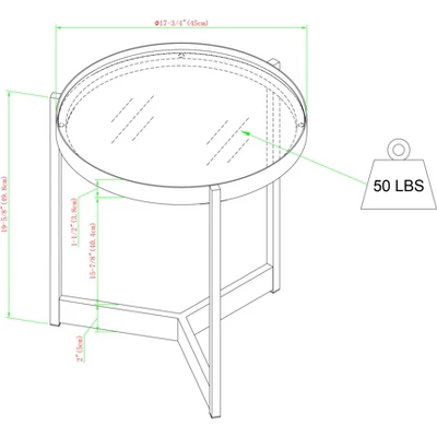 Modern Minimalist Tray Top Round Glass Side Table Black - Saracina Home 9 Modern Minimalist Tray Top Round Glass Side Table Black - Saracina Home - Image 9