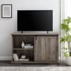 Orson Farmhouse Sliding Grooved Door Sideboard With 3 Drawers Gray Wash - Saracina Home -Saracina Home Sales Store GUEST 3c37213f 2cbc 4bd8 a365 a1583ee59b86