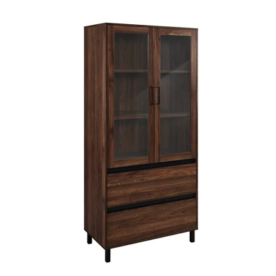 68" Glass Door Storage Hutch With Drawers - Saracina Home 1 68" Glass Door Storage Hutch With Drawers - Saracina Home