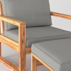 Galia 2pc Square Leg Acacia Wood Chair And Ottoman With Cushions - Brown - Saracina Home -Saracina Home Sales Store GUEST 3de53d41 3e21 483c b5fd dd00d2e5b95e