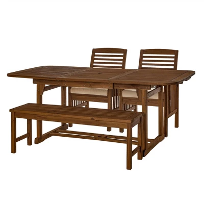 Ravenscroft 4pc Extendable Acacia Wood Outdoor Dining Set - Saracina Home 1 Ravenscroft 4pc Extendable Acacia Wood Outdoor Dining Set - Saracina Home