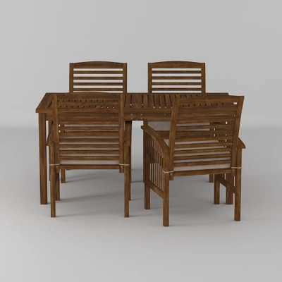 Ravenscroft 5pc Acacia Wood Patio Dining Set - Saracina Home 2 Ravenscroft 5pc Acacia Wood Patio Dining Set - Saracina Home - Image 2