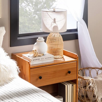 Katie Transitional Tray Top 1 Drawer Solid Wood Nightstand Caramel - Saracina Home 10 Katie Transitional Tray Top 1 Drawer Solid Wood Nightstand Caramel - Saracina Home - Image 10