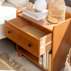Katie Transitional Tray Top 1 Drawer Solid Wood Nightstand Caramel - Saracina Home 25 Katie Transitional Tray Top 1 Drawer Solid Wood Nightstand Caramel - Saracina Home -Saracina Home Sales Store GUEST 49cdb3fc 79a7 4f79 aa56 56f294ceb239