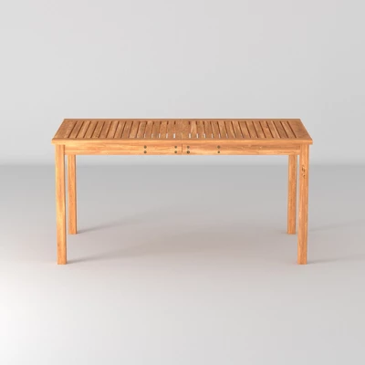 Acacia Wood Patio Simple Rectangle Dining Table - Saracina Home 2 Acacia Wood Patio Simple Rectangle Dining Table - Saracina Home - Image 2