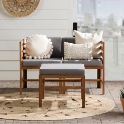 3pc Modular Acacia Wood Patio Chat Set With Cushions - Saracina Home -Saracina Home Sales Store GUEST 4cc38bd9 3ca1 4e61 a564 59459ce12f1d