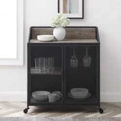 Urban Industrial Metal Mesh Bar Cart With Wheels - Saracina Home -Saracina Home Sales Store GUEST 4e6715c5 3ce3 4e35 aebd 6d5645575482