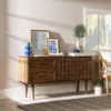 58" Modern Boho Solid Pine Wood Closed Storage Sideboard Brown - Saracina Home