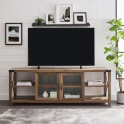 Sophie Rustic Farmhouse X Frame Glass Doors TV Stand For TVs Up To 80" Rustic Oak - Saracina Home 16 Sophie Rustic Farmhouse X Frame Glass Doors TV Stand For TVs Up To 80" Rustic Oak - Saracina Home -Saracina Home Sales Store GUEST 545c029e b94b 4a9e 81b6 ba58fc048e1b