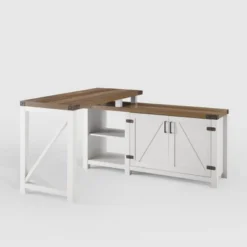 Farmhouse Rustic L Shaped Desk With Storage - Saracina Home -Saracina Home Sales Store GUEST 548cfd29 f483 449e 9420 48f42153627f
