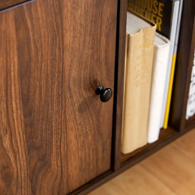 Modern Vinyl Record Player Storage TV Stand For TVs Up To 65" Dark Walnut - Saracina Home 7 Modern Vinyl Record Player Storage TV Stand For TVs Up To 65" Dark Walnut - Saracina Home - Image 7