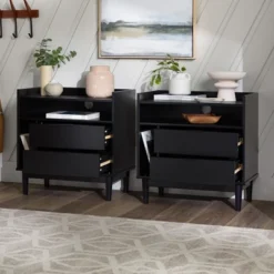 2pk Mid-Century Modern Solid Wood 2 Drawer Storage Nightstands - Saracina Home -Saracina Home Sales Store GUEST 559c5ca6 af7e 4136 9a5f 989a82141900