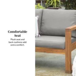 Galia Square Leg Acacia Wood Patio Loveseat With Cushions - Brown - Saracina Home -Saracina Home Sales Store GUEST 570fd000 4d0b 4bea bb2b a214b08d0cac