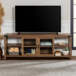 Sophie Rustic Farmhouse X Frame Glass Doors TV Stand For TVs Up To 80" Rustic Oak - Saracina Home 27 Sophie Rustic Farmhouse X Frame Glass Doors TV Stand For TVs Up To 80" Rustic Oak - Saracina Home -Saracina Home Sales Store GUEST 591b94bc 31db 4bc2 b040 d2578c8b0269