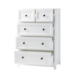 Farmhouse 5 Drawer Grooved Tall Storage Dresser White - Saracina Home -Saracina Home Sales Store GUEST 59730227 3443 4480 9ec0 c768319687fc